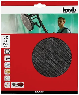 Einhell Schuurschijven - Diameter schuurschijf: Ø 225 mm (K 80) - Aantal: 5 stuks - Geschikt voor TC-DW 225 by KWB – product image 3 of 3