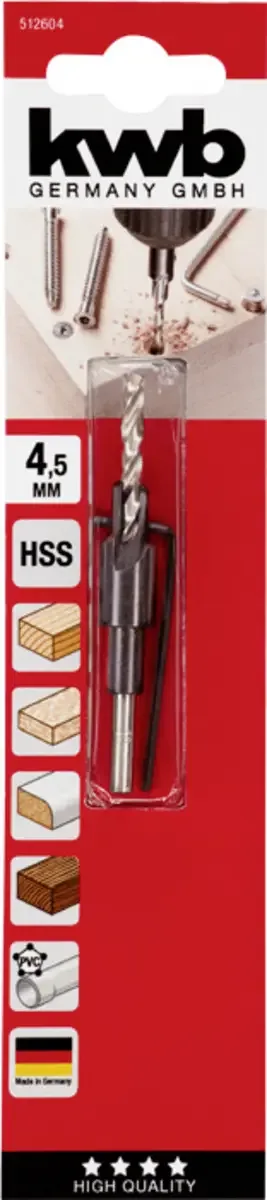 Houtboor HSS D4,5 mm voor IKEA-schroeven met verzinker by KWB – product image 3 of 3