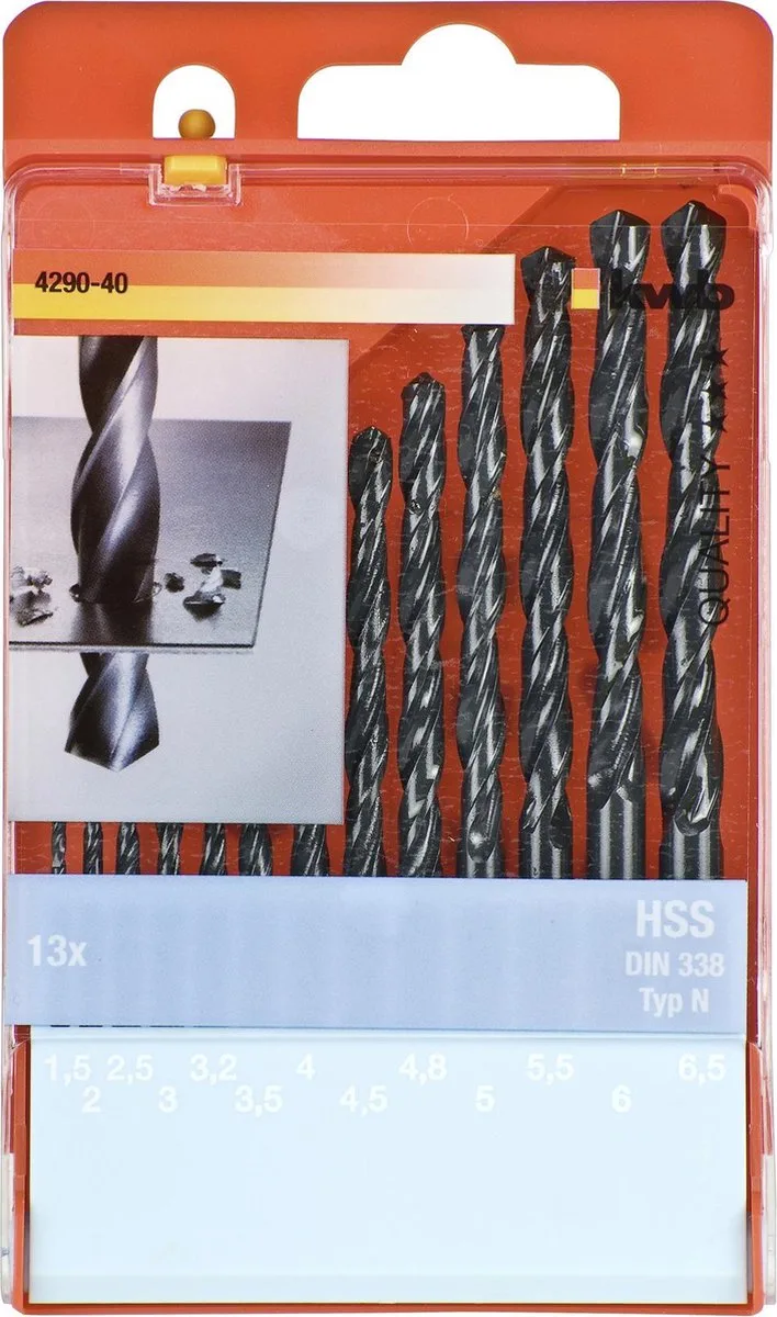 HSS Borenset - 1,5-6,5 mm - 13-D -elig van KWB – productafbeelding