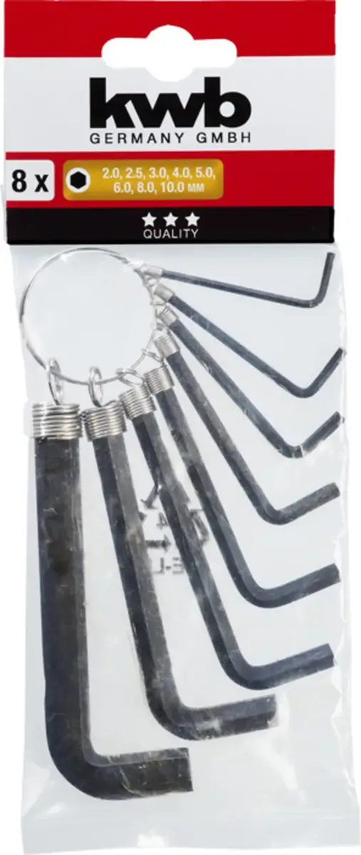Inbussleutel 2 mm, 2.5 mm, 3 mm, 4 mm, 5 mm, 6 mm, 8 mm, 10 mm 8-delig de KWB – image du produit 3 sur 3