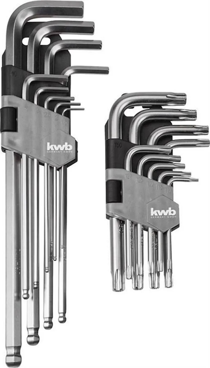 Inbussleutelset 1.5 mm, 2 mm, 2.5 mm, 3 mm, 4 mm, 5 mm, 6 mm, 8 mm, 10 mm 8-delig de KWB, Kleurloos – image du produit 1 sur 3
