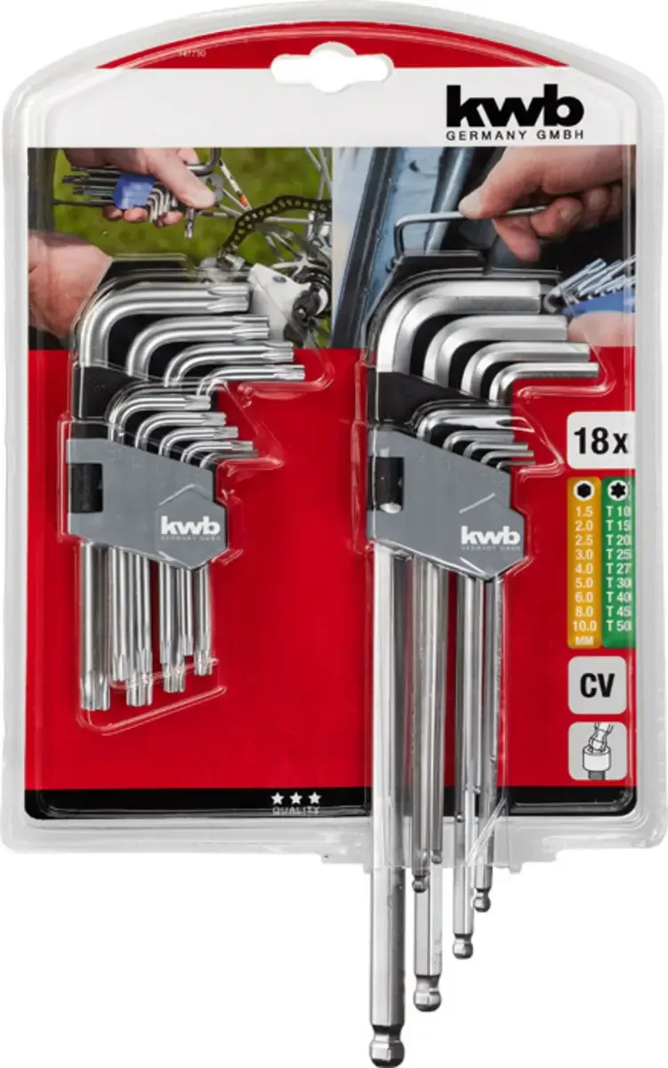 Inbussleutelset 1.5 mm, 2 mm, 2.5 mm, 3 mm, 4 mm, 5 mm, 6 mm, 8 mm, 10 mm 8-delig de KWB, Kleurloos – image du produit 3 sur 3