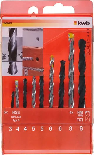 Kombi Spiralbohrer Kassette HSS-HM 9-tlg de KWB – image du produit 3 sur 3
