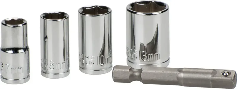 kwb 105110 Steckschlüsseleinsatz 7 mm, 8 mm, 10 mm, 13 mm Antrieb 1/4 (6.3 mm) 5 St. von KWB – Produktbild 1 von 3