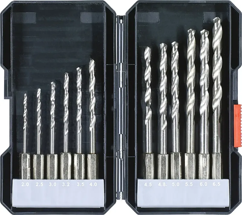 kwb 108810 HSS Metall-Spiralbohrer-Set 12teilig 2 mm, 2.5 mm, 3 mm, 3.2 mm, 3.5 mm, 4 mm, 4.5 mm, 4.8 mm, 5 mm, 5.5 mm, 6 mm, 6.5 mm DIN 338 1/4 (6.3 mm) 12 St. de KWB – image du produit 1 sur 3