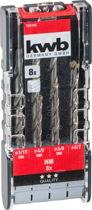 kwb 109145 Werkzeugstahl Stein-Spiralbohrer-Set 8teilig 3 mm, 10 mm, 4 mm, 9 mm, 5 mm, 8 mm, 6 mm, 7 mm Zylinderschaft 1 Set de KWB – image du produit 2 sur 2