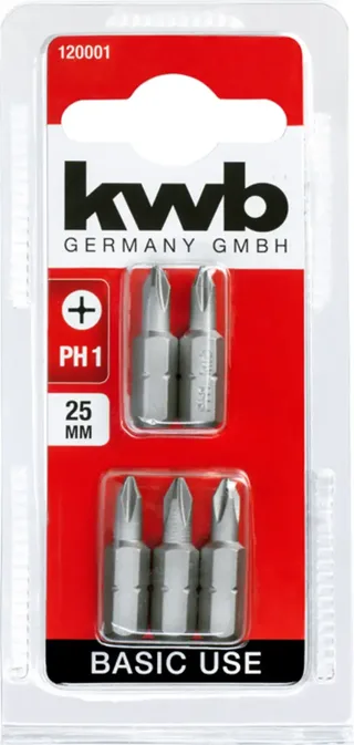 kwb 120001 Kreuzschlitz-Bit Antrieb: 1/4 (6.3 mm) Abtrieb: Kreuzschlitz Phillips PH 1 25 mm de KWB – image du produit 3 sur 3