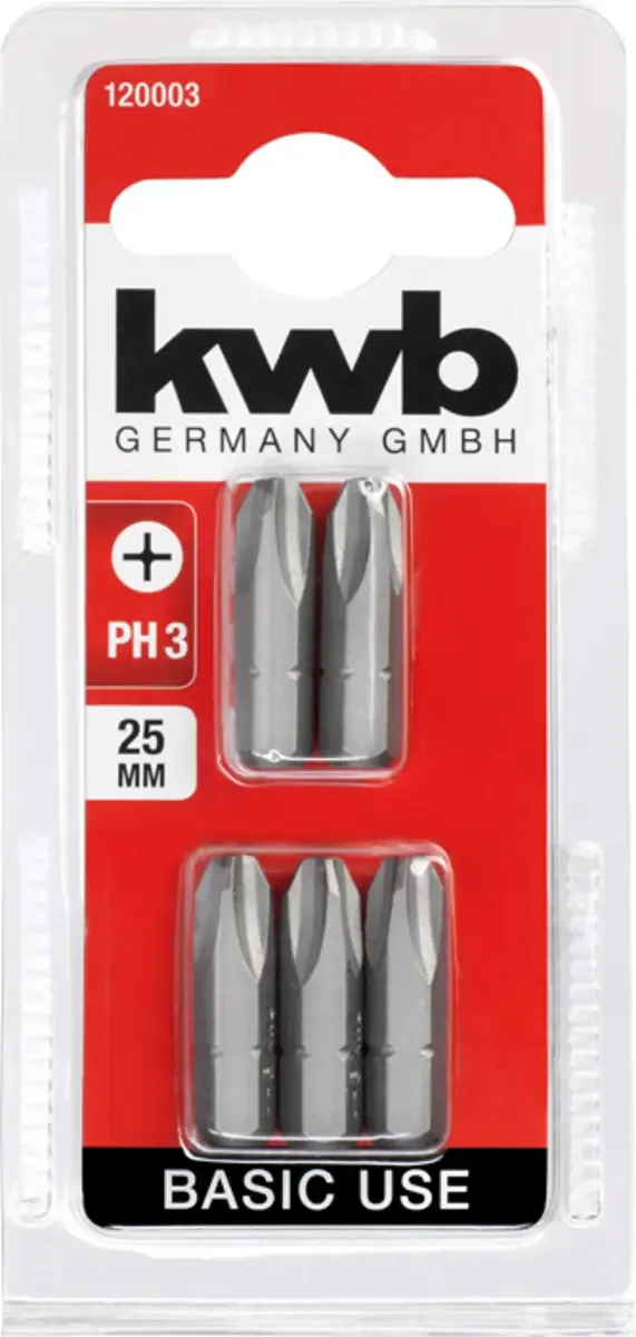 kwb 120003 Kreuzschlitz-Bit Antrieb: 1/4 (6.3 mm) Abtrieb: Kreuzschlitz Phillips PH 3 25 mm by KWB – product image 3 of 3