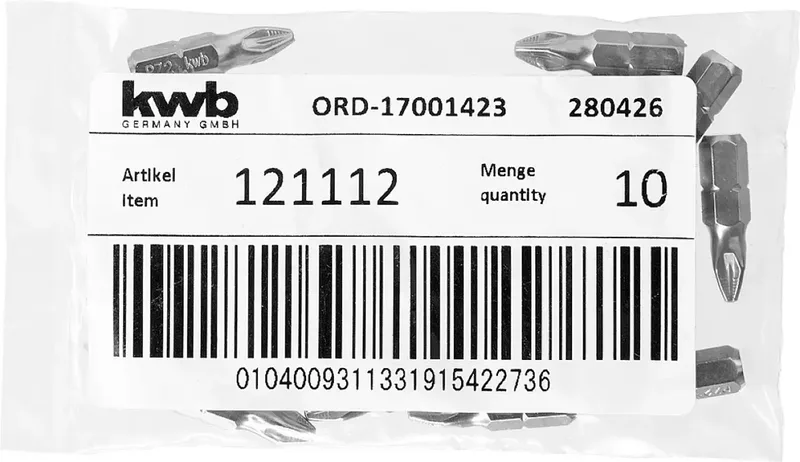 kwb 121112 Kreuzschlitz-Bit Antrieb: 1/4 (6.3 mm) Abtrieb: Kreuzschlitz Pozidriv PZ 2 25 mm von KWB – Produktbild 3 von 3