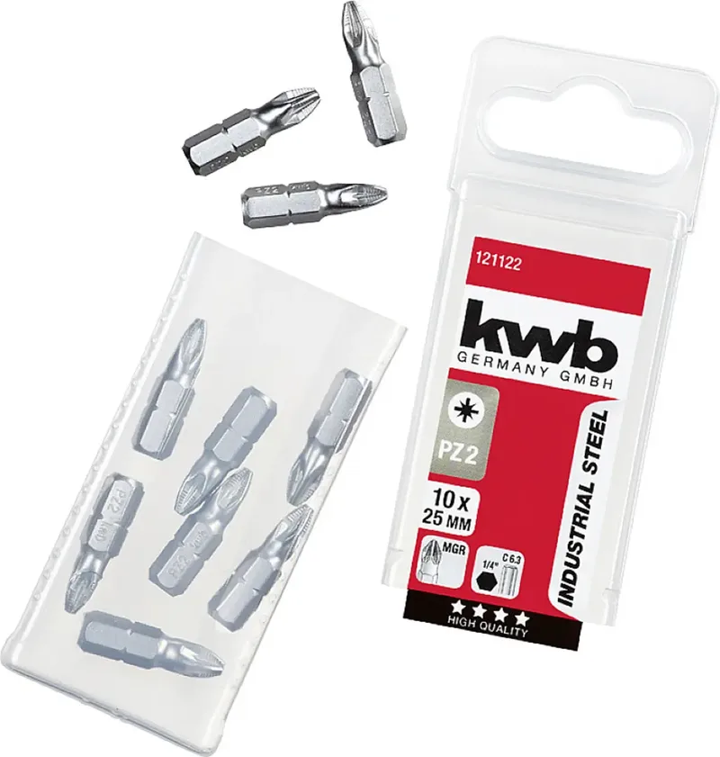 kwb 121122 Kreuzschlitz-Bit Antrieb: 1/4 (6.3 mm) Abtrieb: Kreuzschlitz Pozidriv PZ 2 25 mm van KWB – productafbeelding 1 van 3