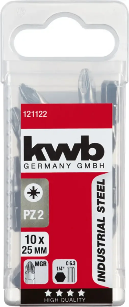 kwb 121122 Kreuzschlitz-Bit Antrieb: 1/4 (6.3 mm) Abtrieb: Kreuzschlitz Pozidriv PZ 2 25 mm van KWB – productafbeelding 3 van 3