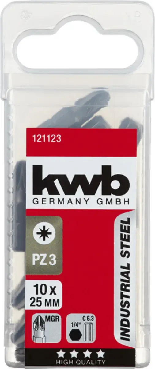 kwb 121123 Kreuzschlitz-Bit Antrieb: 1/4 (6.3 mm) Abtrieb: Kreuzschlitz Pozidriv PZ 3 25 mm de KWB – image du produit 3 sur 3