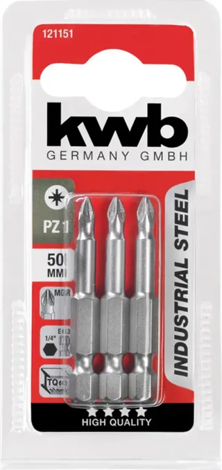 kwb 121151 Embout cruciforme Propulseur: 1/4 (6.3 mm) Sortie: vis Pozidriv PZ 1 50 mm de KWB – image du produit 3 sur 3