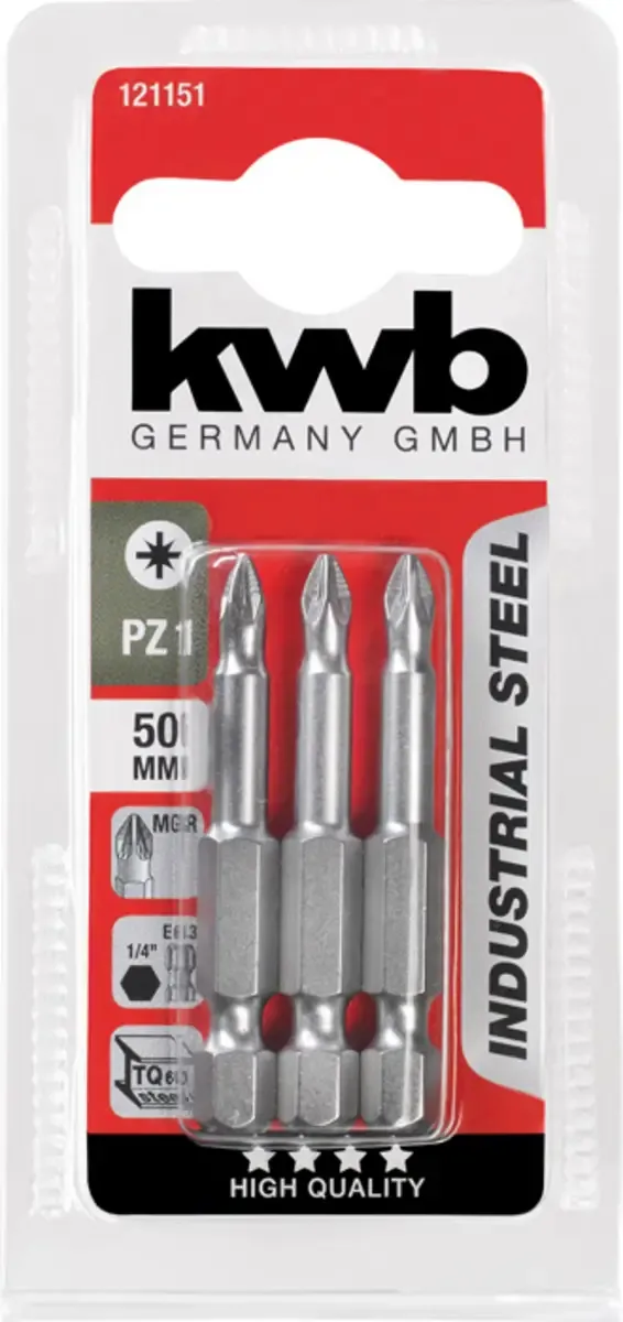 kwb 121151 Embout cruciforme Propulseur: 1/4 (6.3 mm) Sortie: vis Pozidriv PZ 1 50 mm de KWB – image du produit 3 sur 3