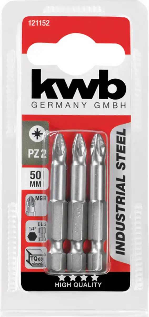 kwb 121152 Kreuzschlitz-Bit Antrieb: 1/4 (6.3 mm) Abtrieb: Kreuzschlitz Pozidriv PZ 2 50 mm de KWB – image du produit 3 sur 3