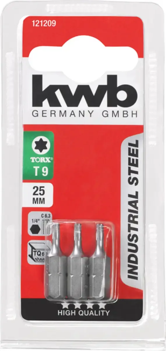 kwb 121209 TX-Bit Antrieb: 1/4 (6.3 mm) Abtrieb: TX TX 9 25 mm by KWB – product image 3 of 3