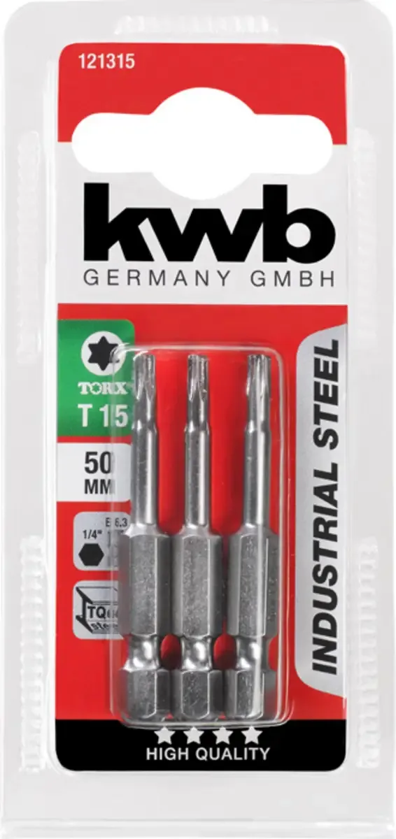 kwb 121315 TX-Bit Antrieb: 1/4 (6.3 mm) Abtrieb: TX TX 15 50 mm von KWB – Produktbild 3 von 3