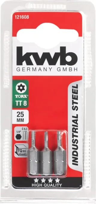 kwb 121608 TX-Bit Antrieb: 1/4 (6.3 mm) Abtrieb: TX TX 8 25 mm von KWB – Produktbild 3 von 3