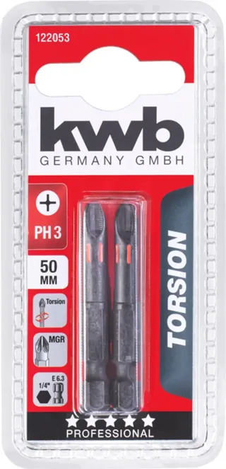 kwb 122053 Sechsrund-Bit Antrieb: 1/4 (6.3 mm) Abtrieb: Kreuzschlitz Phillips PH 3 50 mm de KWB – image du produit 3 sur 3