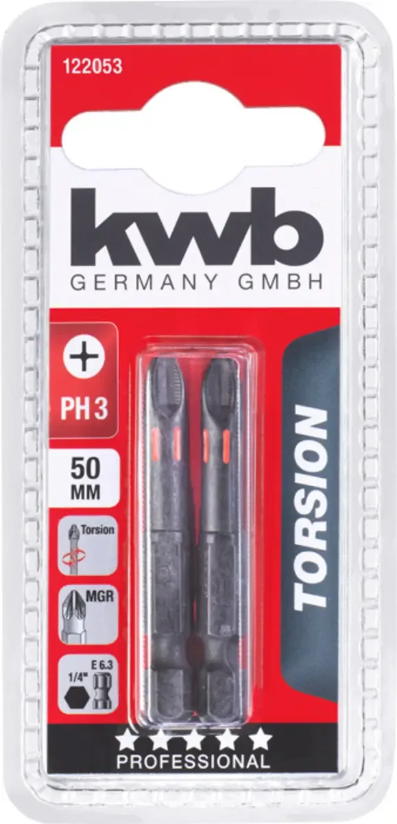 kwb 122053 Sechsrund-Bit Antrieb: 1/4 (6.3 mm) Abtrieb: Kreuzschlitz Phillips PH 3 50 mm de KWB – image du produit 3 sur 3