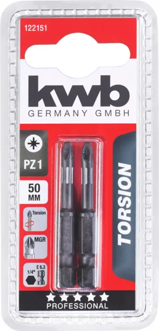 kwb 122151 Embout 6 pans Propulseur: 1/4 (6.3 mm) Sortie: vis Pozidriv PZ 1 50 mm de KWB – image du produit 1 sur 2