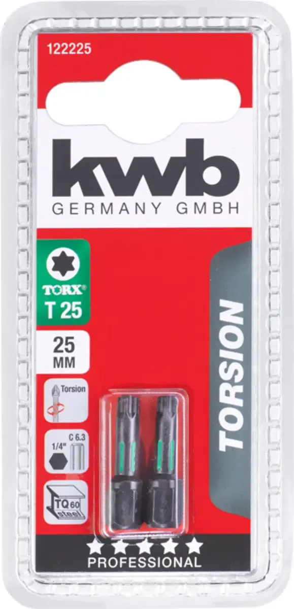 kwb 122225 TX-Bit Antrieb: 1/4 (6.3 mm) Abtrieb: TX TX 25 25 mm von KWB – Produktbild 3 von 3