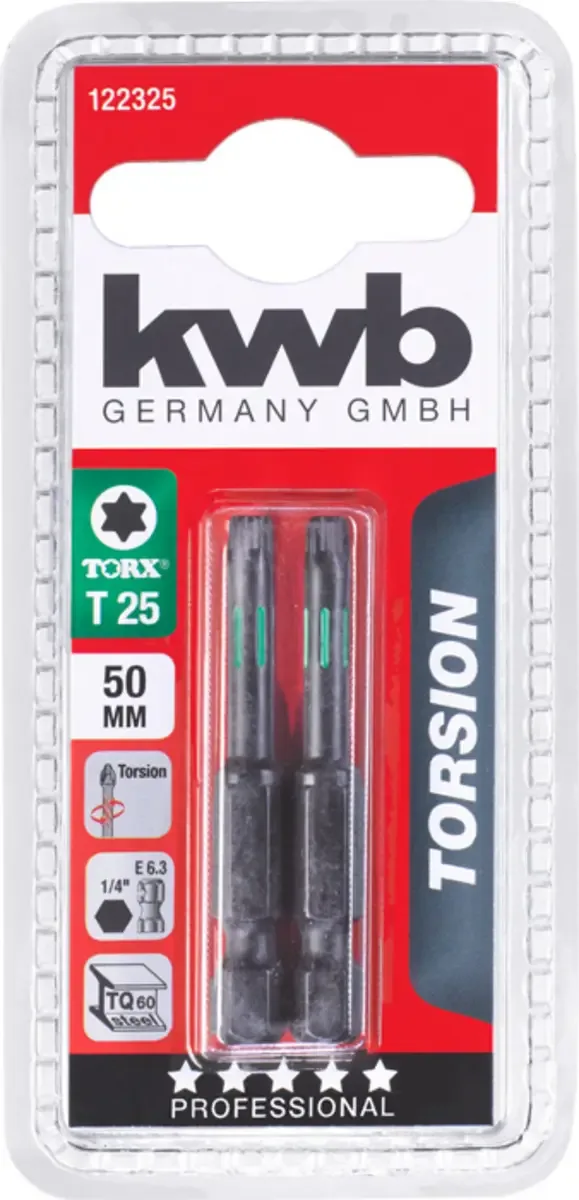 kwb 122325 TX-Bit Antrieb: 1/4 (6.3 mm) Abtrieb: TX TX 25 50 mm von KWB – Produktbild 3 von 3