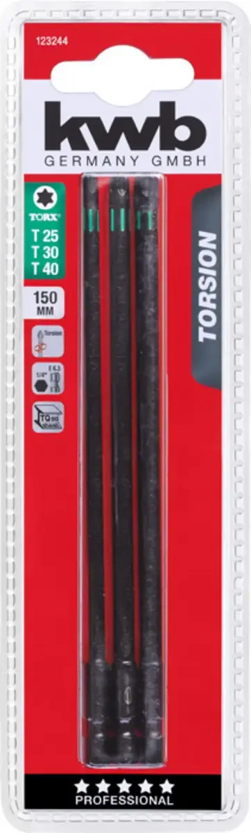 kwb 123244 TX-Bit Antrieb: 1/4 (6.3 mm) Abtrieb: TX TX 25, TX 30, TX 40 150 mm von KWB – Produktbild 3 von 3