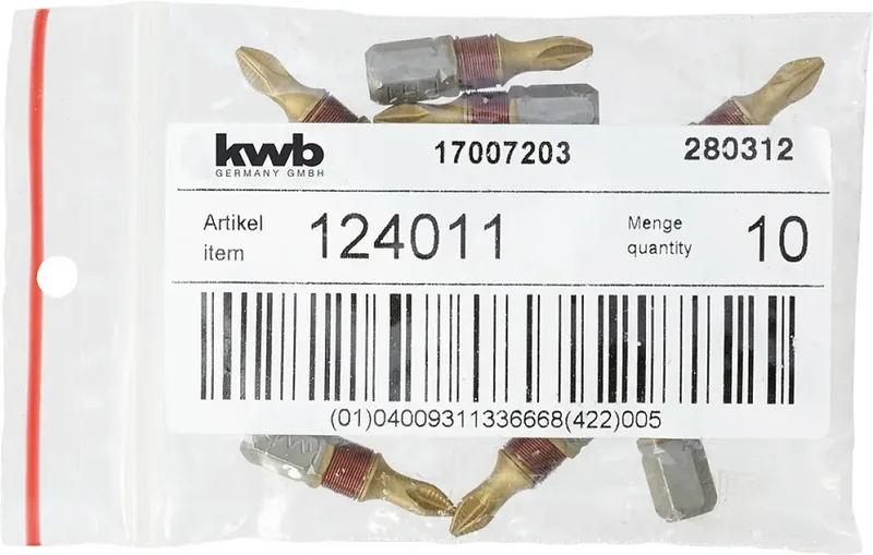 kwb 124011 Kreuzschlitz-Bit Antrieb: 1/4 (6.3 mm) Abtrieb: Kreuzschlitz Phillips PH 1 25 mm von KWB – Produktbild 3 von 3