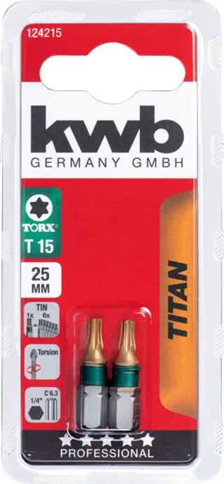 kwb 124215 TX-bit Aandrijving: 1/4 (6,3 mm) Uitvoering: TX TX 15 25 mm von KWB, Kleurloos – Produktbild 3 von 3