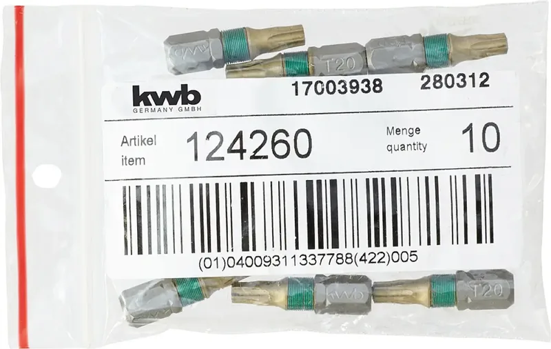 kwb 124260 TX-Bit Antrieb: 1/4 (6.3 mm) Abtrieb: TX TX 20 25 mm de KWB – image du produit 3 sur 3