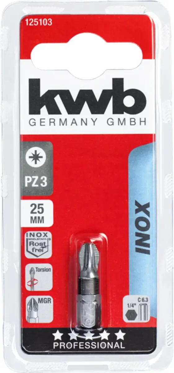 kwb 125103 Kreuzschlitz-Bit Antrieb: 1/4 (6.3 mm) Abtrieb: Kreuzschlitz Pozidriv PZ 3 de KWB – image du produit 3 sur 3