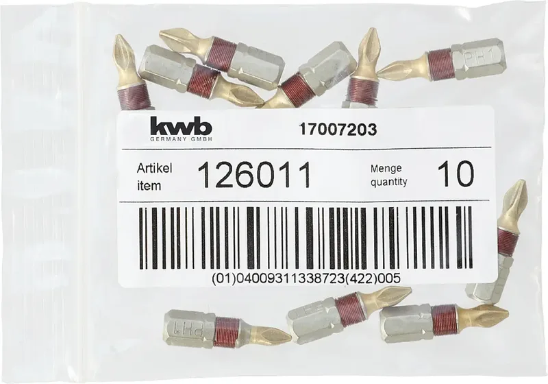 kwb 126011 Kreuzschlitz-Bit Antrieb: 1/4 (6.3 mm) Abtrieb: Kreuzschlitz Phillips PH 1 25 mm von KWB – Produktbild 3 von 3