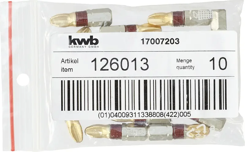 kwb 126013 Kreuzschlitz-Bit Antrieb: 1/4 (6.3 mm) Abtrieb: Kreuzschlitz Phillips PH 3 25 mm fra KWB – produktbillede 3 af 3