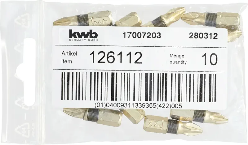 kwb 126112 Kreuzschlitz-Bit Antrieb: 1/4 (6.3 mm) Abtrieb: Kreuzschlitz Pozidriv PZ 2 25 mm van KWB – productafbeelding 3 van 3