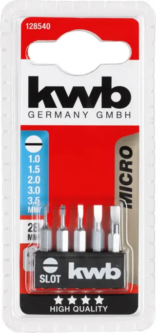 kwb 128540 128540 Bit-Set Abtrieb: Schlitz 1, 1.5, 2, 3, 3.5 by KWB – product image 1 of 3