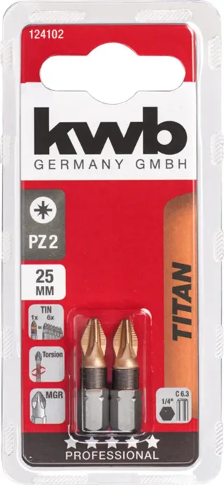 KWB 2 Bits 25mm Titaan Pz 2 Kaart by KWB – product image 3 of 3