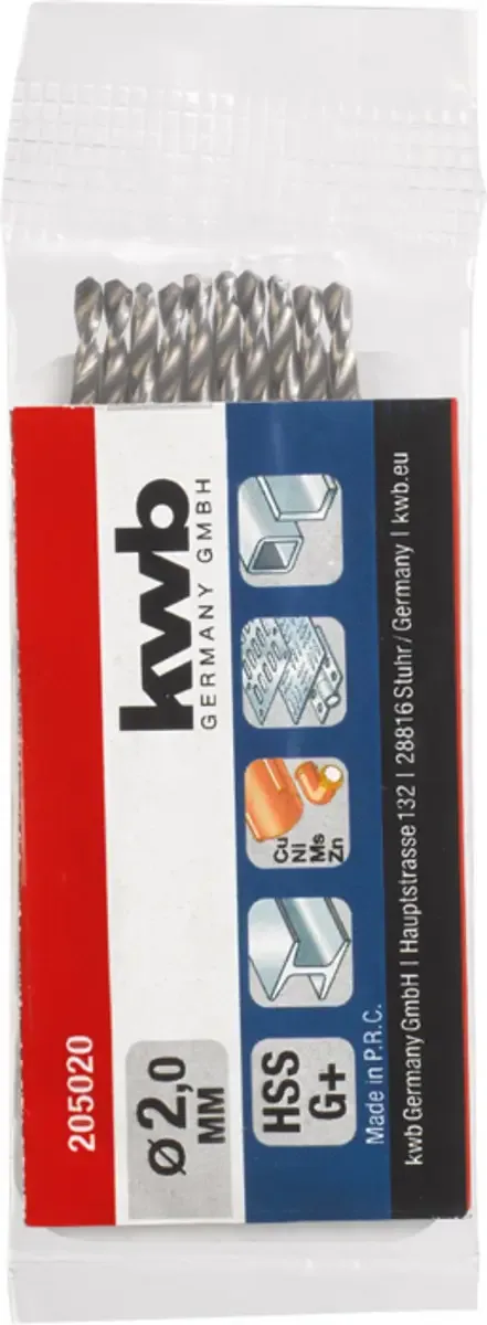 kwb 205020 HSS Foret hélicoïdal 1 pièce 2 mm Longueur totale 49 mm DIN 338 tige cylindrique 1 pc(s) de KWB – image du produit 2 sur 2