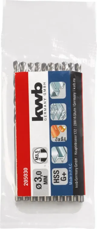 kwb 205030 HSS Foret hélicoïdal 1 pièce 3 mm Longueur totale 61 mm DIN 338 tige cylindrique 1 pc(s) de KWB – image du produit 2 sur 2