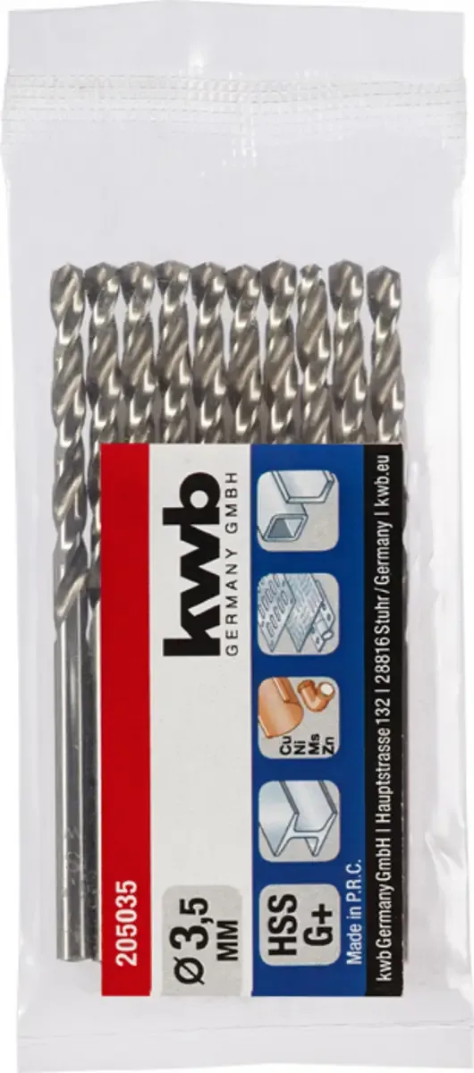 kwb 205035 HSS Spiraalboor 1 stuks 3.5 mm Gezamenlijke lengte 70 mm DIN 338 Cilinderschacht 1 stuk(s) van KWB – productafbeelding 2 van 2