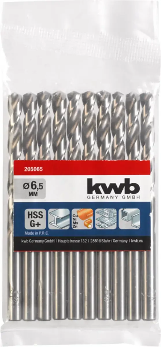 kwb 205065 HSS Spiralbohrer 1 Stück 6.5 mm Gesamtlänge 101 mm DIN 338 Zylinderschaft 1 St. von KWB – Produktbild 2 von 2