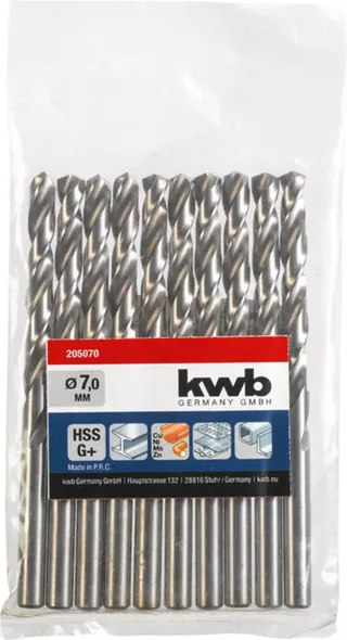 kwb 205070 HSS Foret hélicoïdal 1 pièce 7 mm Longueur totale 109 mm DIN 338 tige cylindrique 1 pc(s) de KWB – image du produit 2 sur 2
