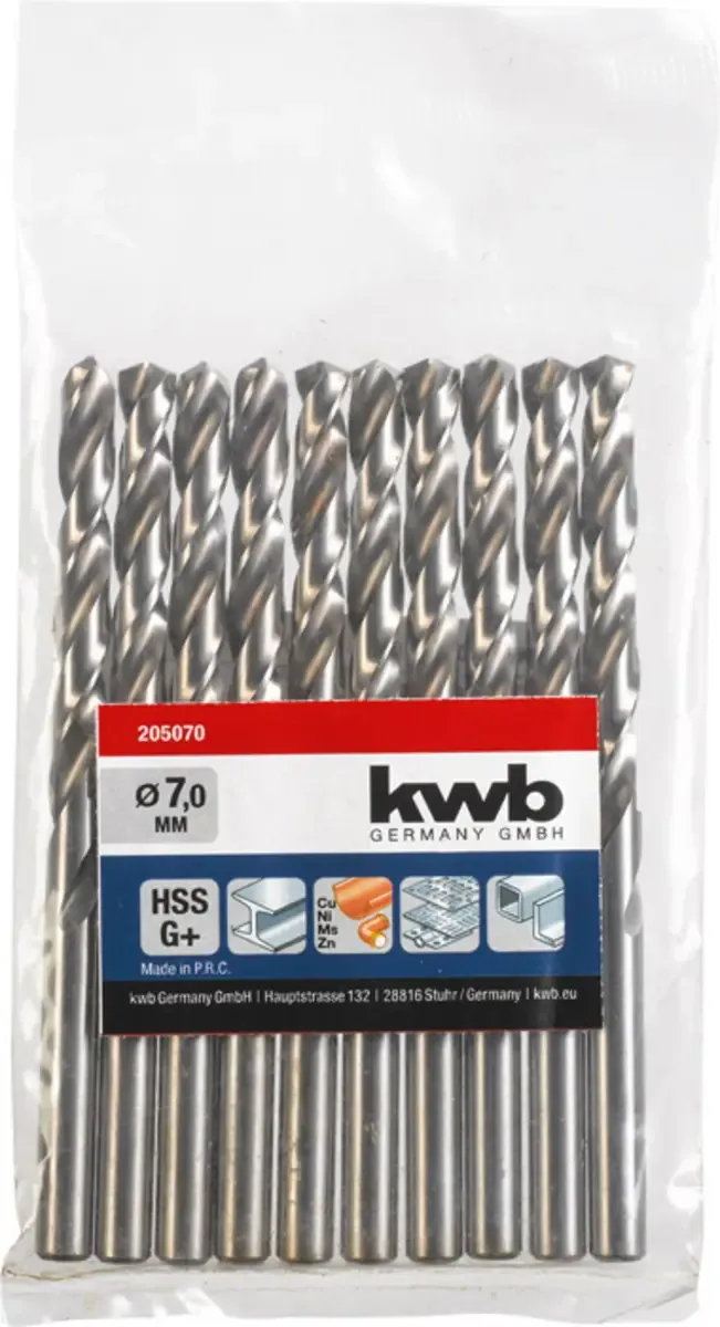 kwb 205070 HSS Foret hélicoïdal 1 pièce 7 mm Longueur totale 109 mm DIN 338 tige cylindrique 1 pc(s) de KWB – image du produit 2 sur 2