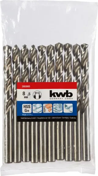 kwb 205085 HSS Spiralbohrer 1 Stück 8.5 mm Gesamtlänge 117 mm DIN 338 Zylinderschaft 1 St. by KWB – product image 2 of 2