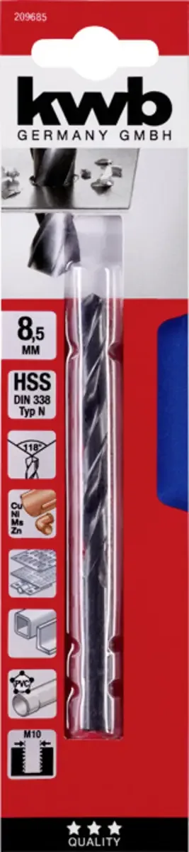 kwb 209685 HSS Spiralbohrer 8.5 mm Gesamtlänge 117 mm DIN 338 Zylinderschaft 1 St. von KWB – Produktbild 2 von 2