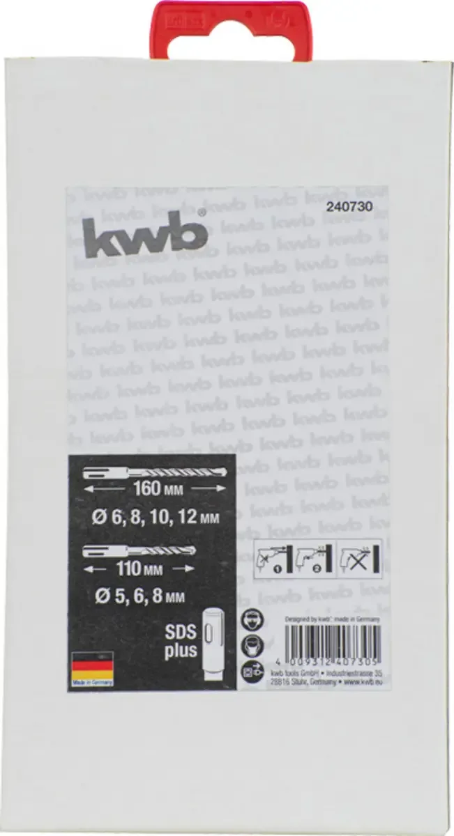 kwb 240730 Vergütungsstahl Hammerbohrer-Set 7teilig 5 mm, 6 mm, 8 mm, 6 mm, 8 mm, 10 mm, 12 mm SDS-Plus 1 St. von KWB – Produktbild 2 von 2