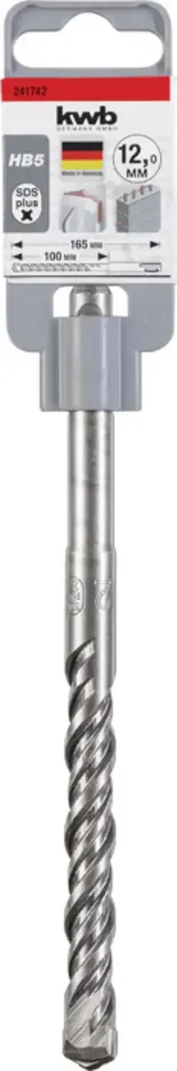 kwb 241742 Vergütungsstahl Hammerbohrer 1 Stück 12 mm Gesamtlänge 165 mm SDS-Plus 1 St. de KWB – image du produit 2 sur 2