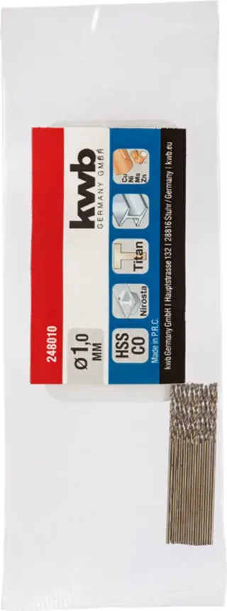 kwb 248010 HSS-Co Spiralbohrer 1 Stück 1 mm Gesamtlänge 34 mm M35 DIN 338 Zylinderschaft 1 St. von KWB – Produktbild 2 von 2