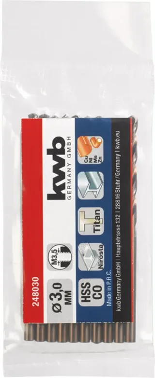 kwb 248030 HSS-Co Spiraalboor 1 stuks 3 mm Gezamenlijke lengte 61 mm M35 DIN 338 Cilinderschacht 1 stuk(s) van KWB – productafbeelding 2 van 2