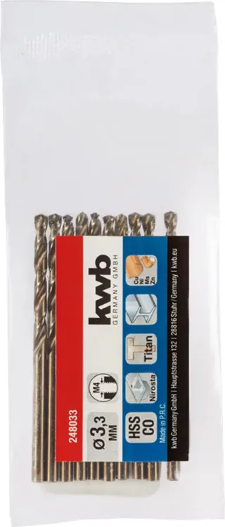 kwb 248033 HSS-Co Spiralbohrer 1 Stück 3.3 mm Gesamtlänge 65 mm M35 DIN 338 Zylinderschaft 1 St. von KWB – Produktbild 2 von 2